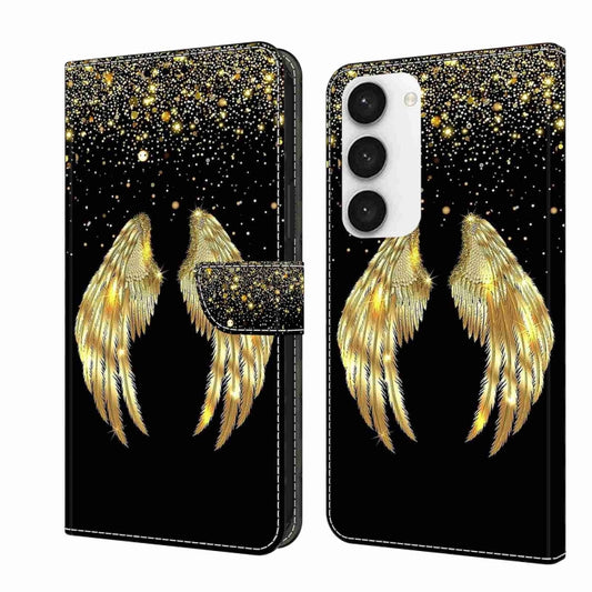 For Samsung Galaxy S23 Crystal 3D Shockproof Protective Leather Phone Case(Golden Wings) - Galaxy S23 5G Cases by buy2fix | Online Shopping UK | buy2fix