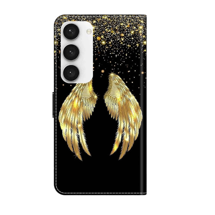 For Samsung Galaxy S23 Crystal 3D Shockproof Protective Leather Phone Case(Golden Wings) - Galaxy S23 5G Cases by buy2fix | Online Shopping UK | buy2fix