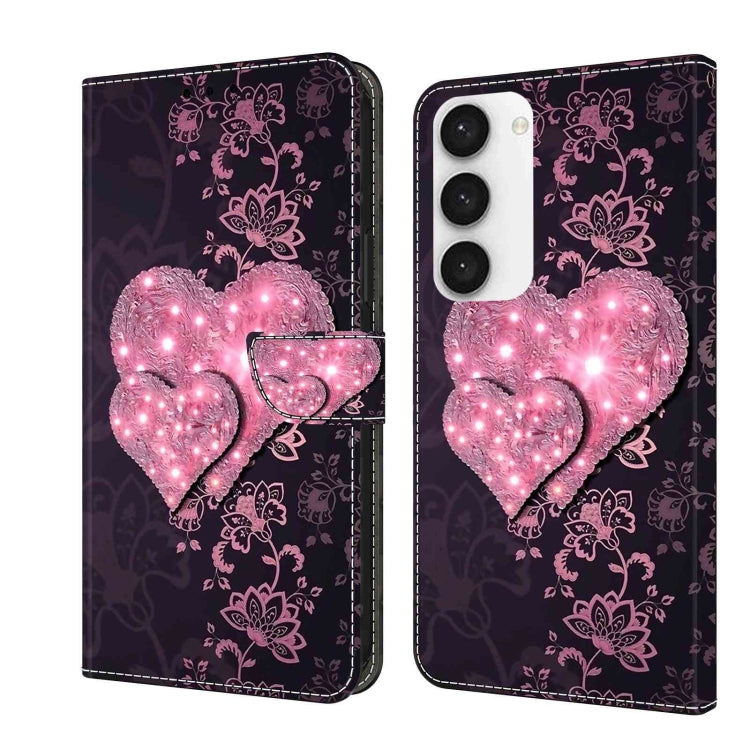 For Samsung Galaxy S23 Crystal 3D Shockproof Protective Leather Phone Case(Lace Love) - Galaxy S23 5G Cases by buy2fix | Online Shopping UK | buy2fix