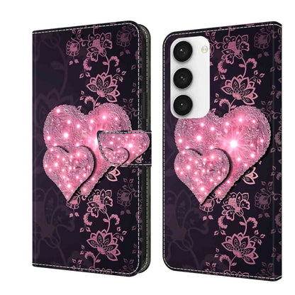 For Samsung Galaxy S23 Crystal 3D Shockproof Protective Leather Phone Case(Lace Love) - Galaxy S23 5G Cases by buy2fix | Online Shopping UK | buy2fix