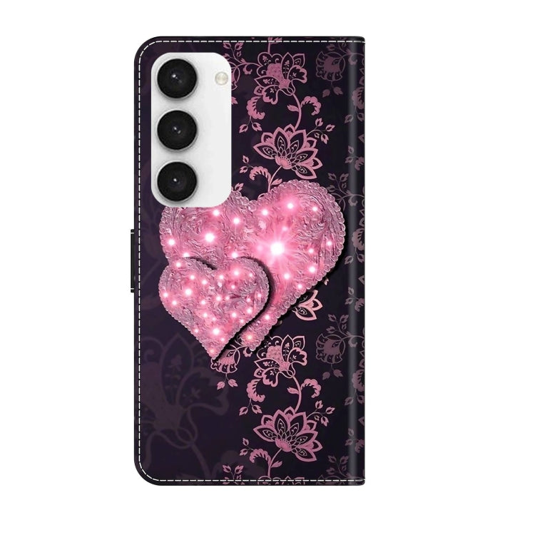 For Samsung Galaxy S23 Crystal 3D Shockproof Protective Leather Phone Case(Lace Love) - Galaxy S23 5G Cases by buy2fix | Online Shopping UK | buy2fix