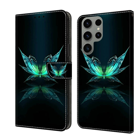 For Samsung Galaxy S23 Ultra Crystal 3D Shockproof Protective Leather Phone Case(Reflection Dutterfly) - Galaxy S23 Ultra 5G Cases by buy2fix | Online Shopping UK | buy2fix
