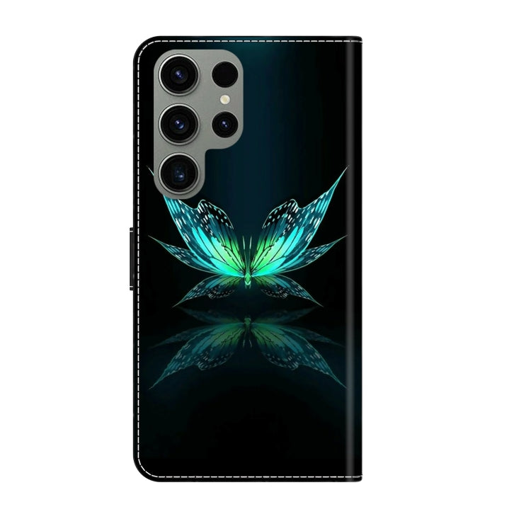 For Samsung Galaxy S23 Ultra Crystal 3D Shockproof Protective Leather Phone Case(Reflection Dutterfly) - Galaxy S23 Ultra 5G Cases by buy2fix | Online Shopping UK | buy2fix