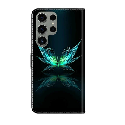 For Samsung Galaxy S23 Ultra Crystal 3D Shockproof Protective Leather Phone Case(Reflection Dutterfly) - Galaxy S23 Ultra 5G Cases by buy2fix | Online Shopping UK | buy2fix