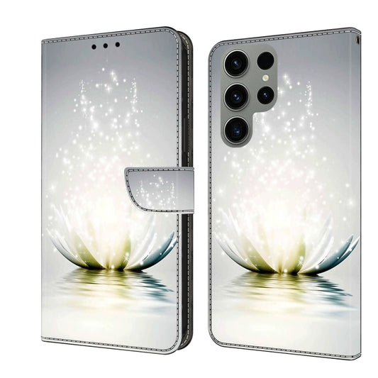 For Samsung Galaxy S23 Ultra Crystal 3D Shockproof Protective Leather Phone Case(Light Lotus) - Galaxy S23 Ultra 5G Cases by buy2fix | Online Shopping UK | buy2fix