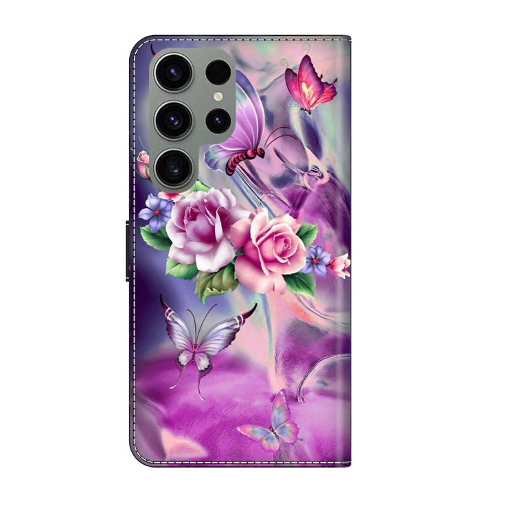 For Samsung Galaxy S23 Ultra Crystal 3D Shockproof Protective Leather Phone Case(Butterfly) - Galaxy S23 Ultra 5G Cases by buy2fix | Online Shopping UK | buy2fix