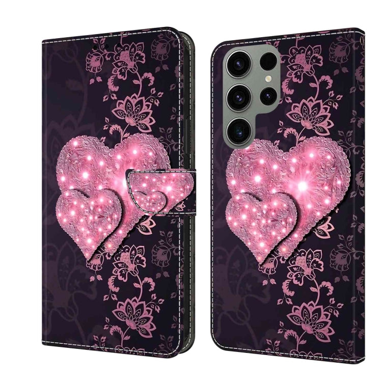 For Samsung Galaxy S23 Ultra Crystal 3D Shockproof Protective Leather Phone Case(Lace Love) - Galaxy S23 Ultra 5G Cases by buy2fix | Online Shopping UK | buy2fix