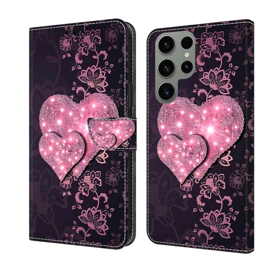 For Samsung Galaxy S23 Ultra Crystal 3D Shockproof Protective Leather Phone Case(Lace Love) - Galaxy S23 Ultra 5G Cases by buy2fix | Online Shopping UK | buy2fix