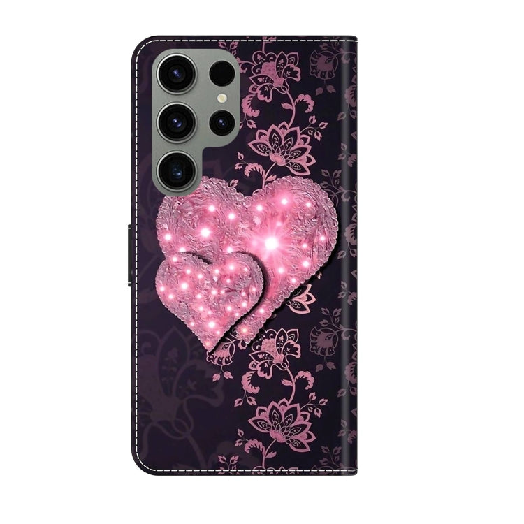 For Samsung Galaxy S23 Ultra Crystal 3D Shockproof Protective Leather Phone Case(Lace Love) - Galaxy S23 Ultra 5G Cases by buy2fix | Online Shopping UK | buy2fix