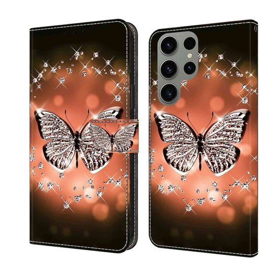 For Samsung Galaxy S23 Ultra Crystal 3D Shockproof Protective Leather Phone Case(Crystal Butterfly) - Galaxy S23 Ultra 5G Cases by buy2fix | Online Shopping UK | buy2fix