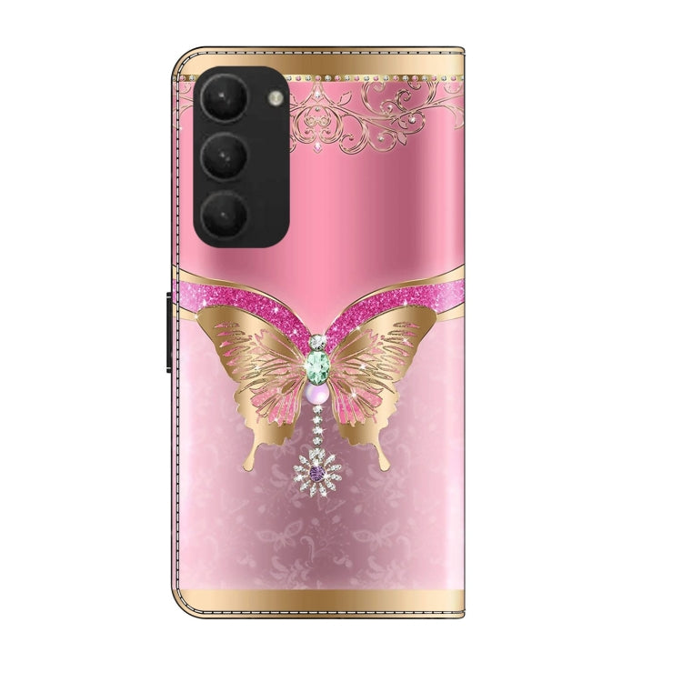 For Samsung Galaxy S23+ Crystal 3D Shockproof Protective Leather Phone Case(Pink Bottom Butterfly) - Galaxy S23+ 5G Cases by buy2fix | Online Shopping UK | buy2fix