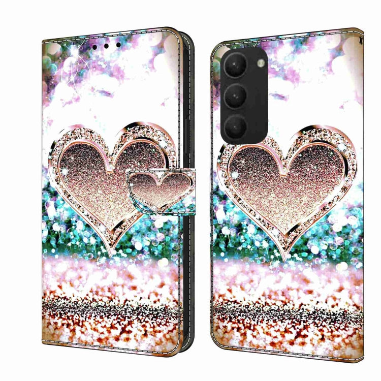 For Samsung Galaxy S23+ Crystal 3D Shockproof Protective Leather Phone Case(Pink Diamond Heart) - Galaxy S23+ 5G Cases by buy2fix | Online Shopping UK | buy2fix