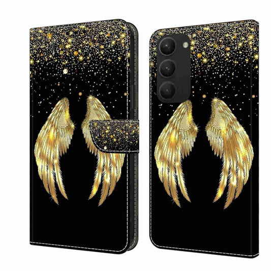 For Samsung Galaxy S23+ Crystal 3D Shockproof Protective Leather Phone Case(Golden Wings) - Galaxy S23+ 5G Cases by buy2fix | Online Shopping UK | buy2fix