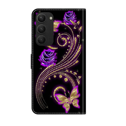 For Samsung Galaxy S23+ Crystal 3D Shockproof Protective Leather Phone Case(Purple Flower Butterfly) - Galaxy S23+ 5G Cases by buy2fix | Online Shopping UK | buy2fix