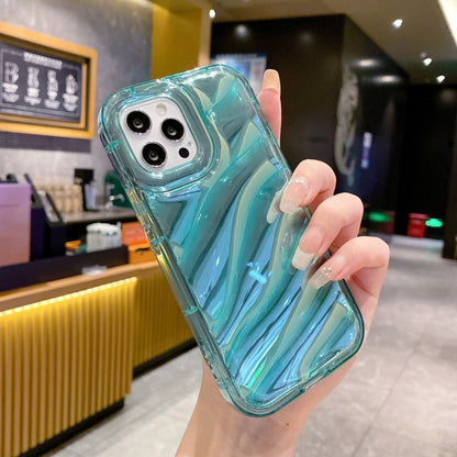 For iPhone 12 Pro Max Laser Sequin Waves TPU Phone Case(Blue) by buy2fix