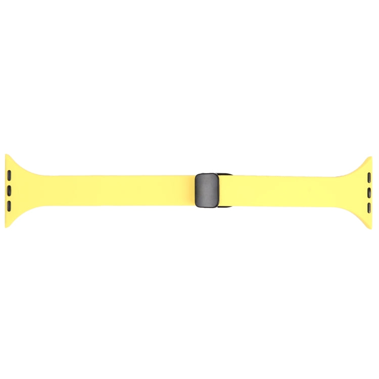 For Apple Watch Series 6 40mm Magnetic Buckle Slim Silicone Watch Band(Light Yellow) - Watch Bands by buy2fix | Online Shopping UK | buy2fix