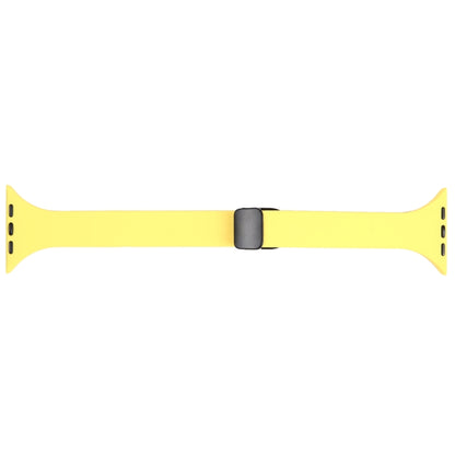 For Apple Watch Series 6 40mm Magnetic Buckle Slim Silicone Watch Band(Light Yellow) - Watch Bands by buy2fix | Online Shopping UK | buy2fix