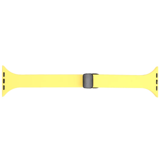 For Apple Watch Series 6 40mm Magnetic Buckle Slim Silicone Watch Band(Light Yellow) - Watch Bands by buy2fix | Online Shopping UK | buy2fix