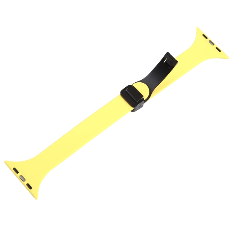 For Apple Watch Series 6 40mm Magnetic Buckle Slim Silicone Watch Band(Light Yellow) - Watch Bands by buy2fix | Online Shopping UK | buy2fix