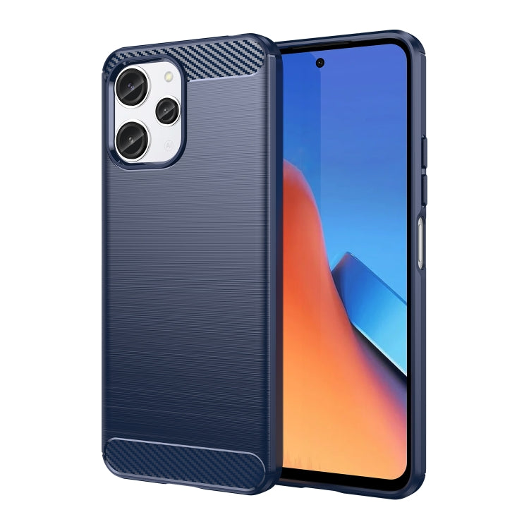 For Xiaomi Redmi 12 Carbon Fiber Brushed Texture TPU Phone Case(Blue) - Xiaomi Cases by buy2fix | Online Shopping UK | buy2fix
