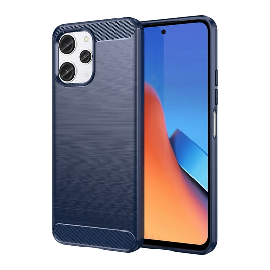 For Xiaomi Redmi 12 Carbon Fiber Brushed Texture TPU Phone Case(Blue) - Xiaomi Cases by buy2fix | Online Shopping UK | buy2fix