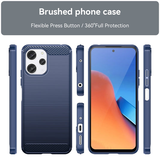 For Xiaomi Redmi 12 Carbon Fiber Brushed Texture TPU Phone Case(Blue) - Xiaomi Cases by buy2fix | Online Shopping UK | buy2fix