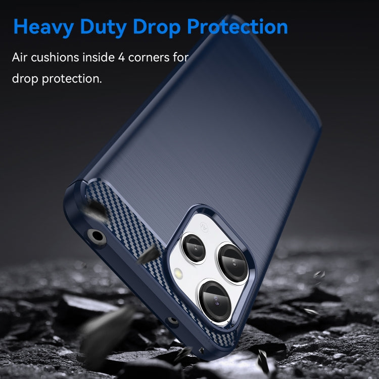 For Xiaomi Redmi 12 Carbon Fiber Brushed Texture TPU Phone Case(Blue) - Xiaomi Cases by buy2fix | Online Shopping UK | buy2fix