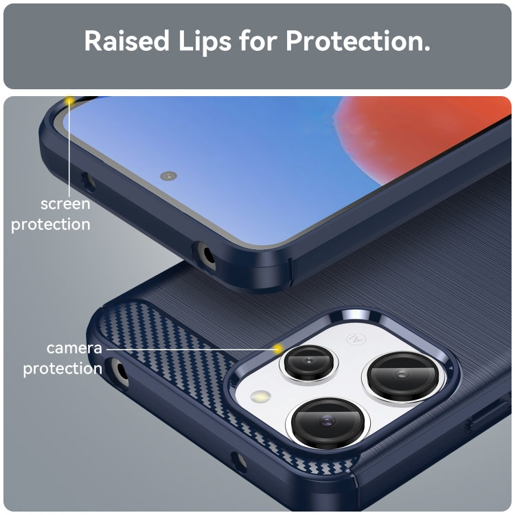 For Xiaomi Redmi 12 Carbon Fiber Brushed Texture TPU Phone Case(Blue) - Xiaomi Cases by buy2fix | Online Shopping UK | buy2fix
