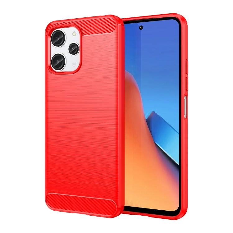 For Xiaomi Redmi 12 Carbon Fiber Brushed Texture TPU Phone Case(Red) - Xiaomi Cases by buy2fix | Online Shopping UK | buy2fix