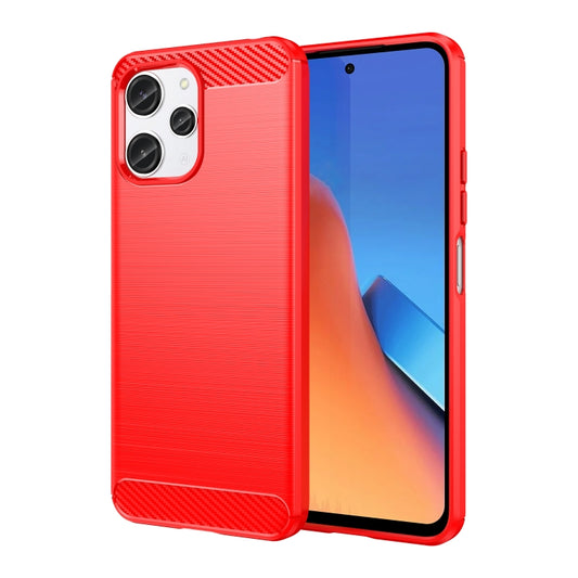 For Xiaomi Redmi 12 Carbon Fiber Brushed Texture TPU Phone Case(Red) - Xiaomi Cases by buy2fix | Online Shopping UK | buy2fix
