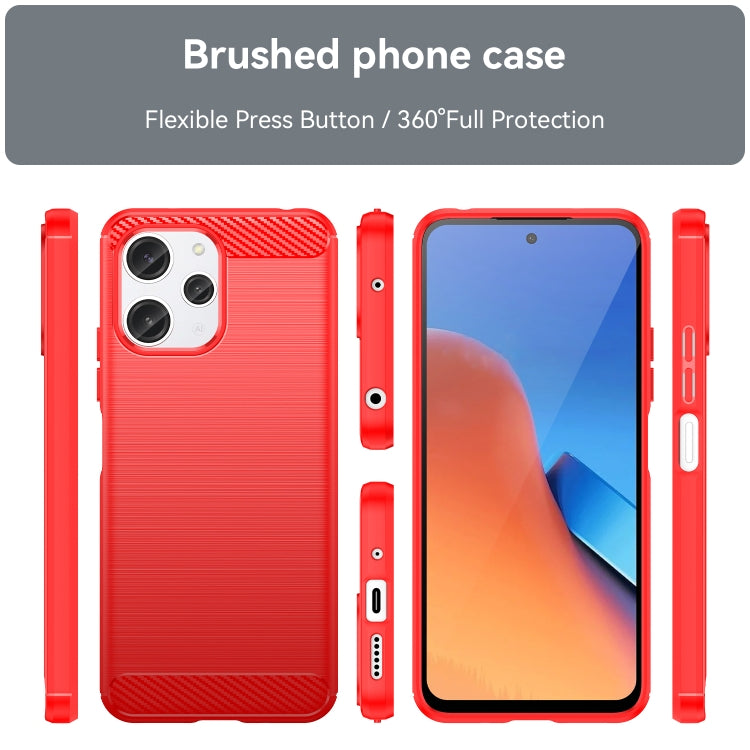For Xiaomi Redmi 12 Carbon Fiber Brushed Texture TPU Phone Case(Red) - Xiaomi Cases by buy2fix | Online Shopping UK | buy2fix