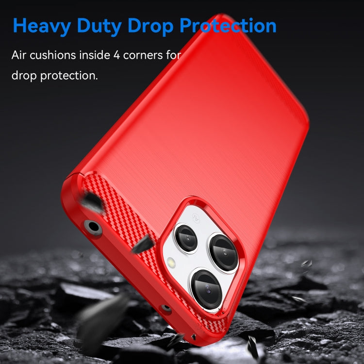 For Xiaomi Redmi 12 Carbon Fiber Brushed Texture TPU Phone Case(Red) - Xiaomi Cases by buy2fix | Online Shopping UK | buy2fix