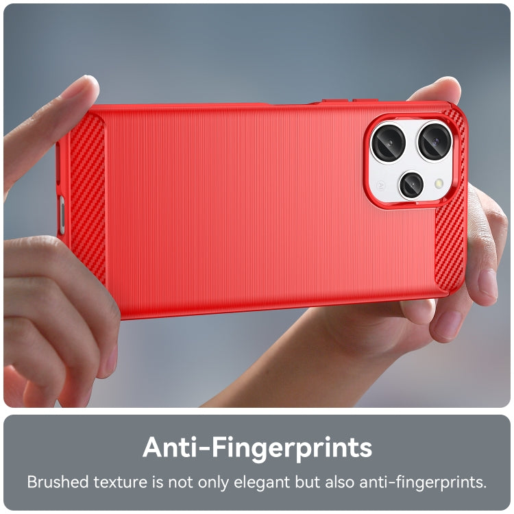 For Xiaomi Redmi 12 Carbon Fiber Brushed Texture TPU Phone Case(Red) - Xiaomi Cases by buy2fix | Online Shopping UK | buy2fix
