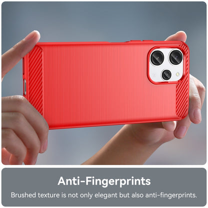 For Xiaomi Redmi 12 Carbon Fiber Brushed Texture TPU Phone Case(Red) - Xiaomi Cases by buy2fix | Online Shopping UK | buy2fix