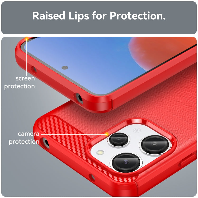 For Xiaomi Redmi 12 Carbon Fiber Brushed Texture TPU Phone Case(Red) - Xiaomi Cases by buy2fix | Online Shopping UK | buy2fix