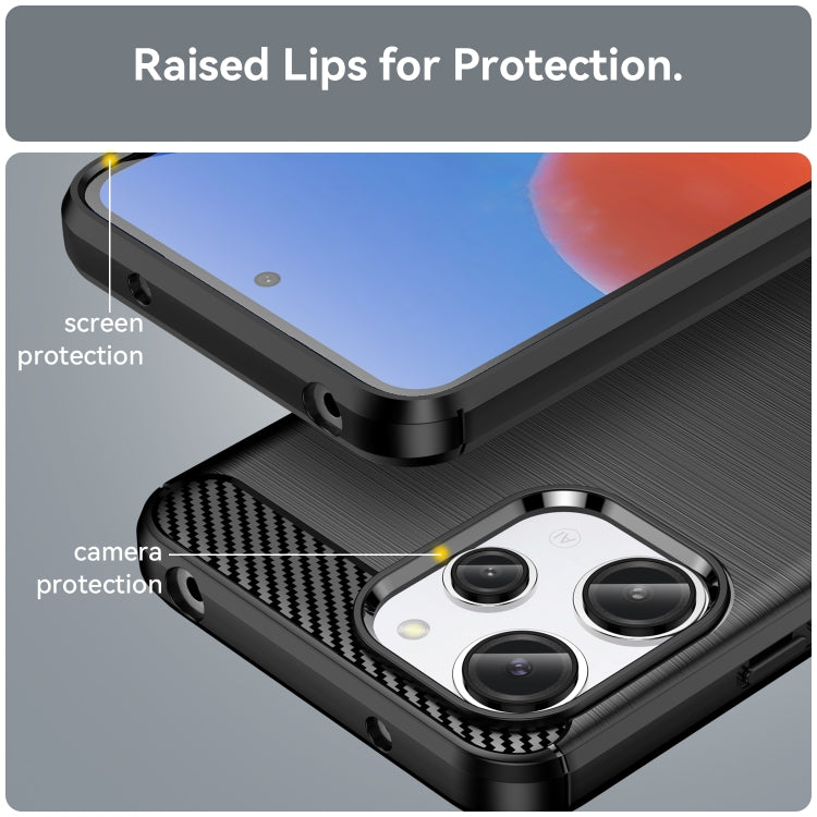 For Xiaomi Redmi 12 Brushed Texture Carbon Fiber TPU Phone Case(Black) - Xiaomi Cases by buy2fix | Online Shopping UK | buy2fix