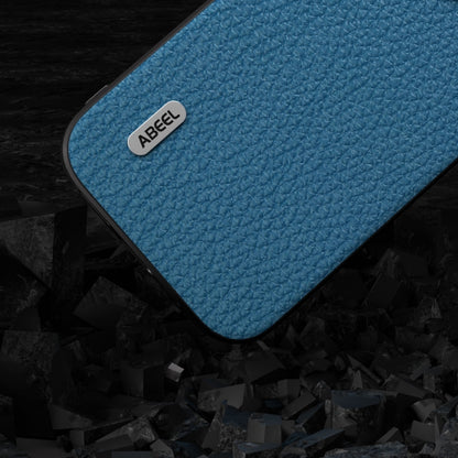 For iPhone 14 Pro Max ABEEL Genuine Leather Litchi Texture Phone Case(Blue) - iPhone 14 Pro Max Cases by buy2fix | Online Shopping UK | buy2fix