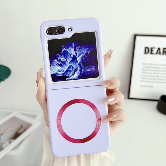 For Samsung Galaxy Z Flip5 Skin Feel Magsafe Magnetic Shockproof PC Phone Case(Purple)