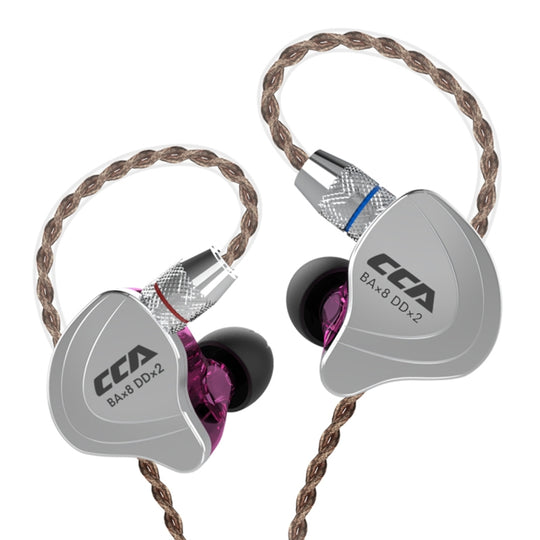 CCA CCA-C10 3.5mm Gold Plated Plug Ten Unit Hybrid Wire-controlled In-ear Earphone, Type:without Mic(Streamer Purple)