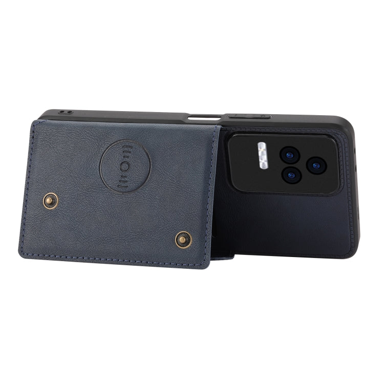 For Xiaomi Redmi K40S / Poco F4 Double Buckle Card Slots Magnetic Phone Case(Blue) by buy2fix