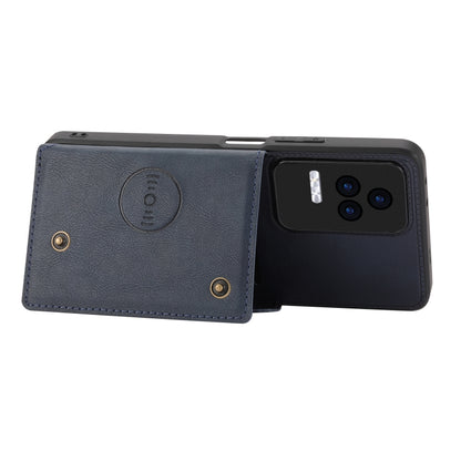 For Xiaomi Redmi K40S / Poco F4 Double Buckle Card Slots Magnetic Phone Case(Blue) by buy2fix