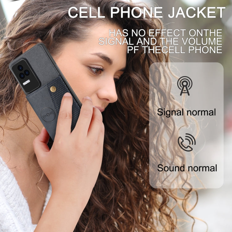 For Xiaomi Redmi K40S / Poco F4 Double Buckle Card Slots Magnetic Phone Case(Blue) by buy2fix