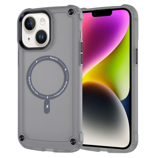 For iPhone 14 Skin Feel TPU + PC MagSafe Magnetic Phone Case(Transparent Black) - iPhone 14 Cases by buy2fix | Online Shopping UK | buy2fix