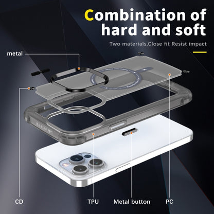 For iPhone 14 Skin Feel TPU + PC MagSafe Magnetic Phone Case(Transparent Black) - iPhone 14 Cases by buy2fix | Online Shopping UK | buy2fix