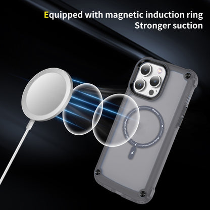 For iPhone 14 Skin Feel TPU + PC MagSafe Magnetic Phone Case(Transparent Black) - iPhone 14 Cases by buy2fix | Online Shopping UK | buy2fix