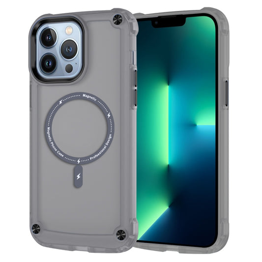 For iPhone 13 Pro Max Skin Feel TPU + PC MagSafe Magnetic Phone Case(Transparent Black) - iPhone 13 Pro Max Cases by buy2fix | Online Shopping UK | buy2fix