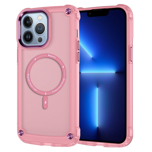 For iPhone 13 Pro Skin Feel TPU + PC MagSafe Magnetic Phone Case(Transparent Pink) - iPhone 13 Pro Cases by buy2fix | Online Shopping UK | buy2fix