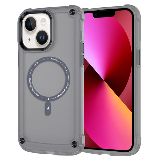 For iPhone 13 Skin Feel TPU + PC MagSafe Magnetic Phone Case(Transparent Black) - iPhone 13 Cases by buy2fix | Online Shopping UK | buy2fix