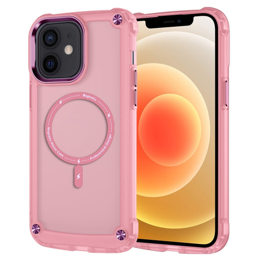 For iPhone 12 / 12 Pro Skin Feel TPU + PC MagSafe Magnetic Phone Case(Transparent Pink) - iPhone 12 / 12 Pro Cases by buy2fix | Online Shopping UK | buy2fix