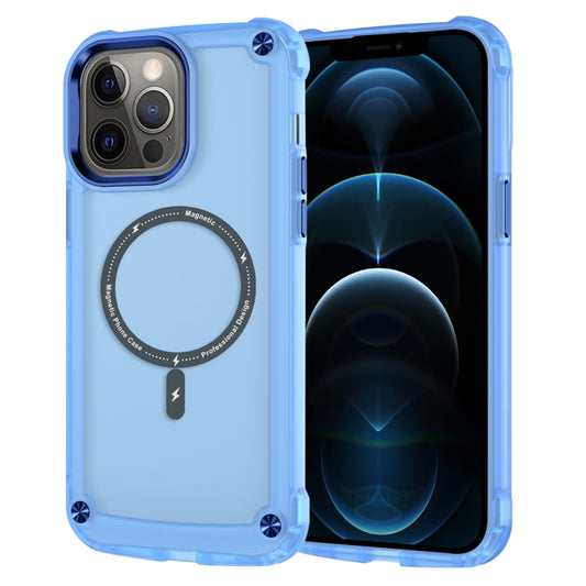 For iPhone 12 Pro Max Skin Feel TPU + PC MagSafe Magnetic Phone Case(Transparent Blue) - iPhone 12 Pro Max Cases by buy2fix | Online Shopping UK | buy2fix